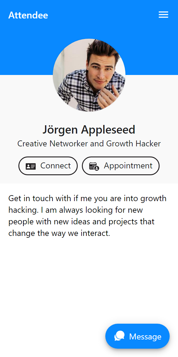 Attendee profile in event app