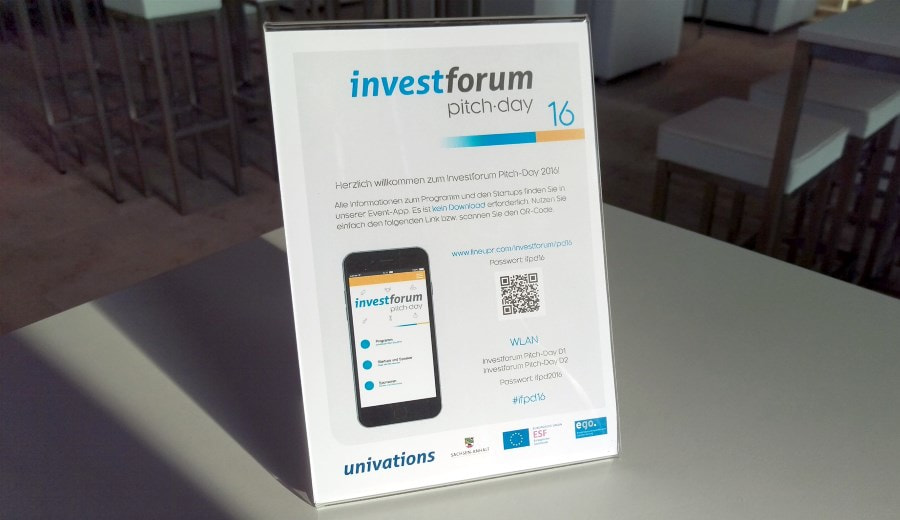 Display used at Investforum Pitchday 2016 to communicate the event app