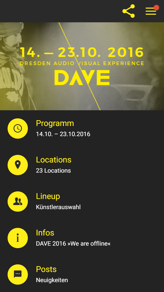 Event-App zum DAVE-Festival 2016