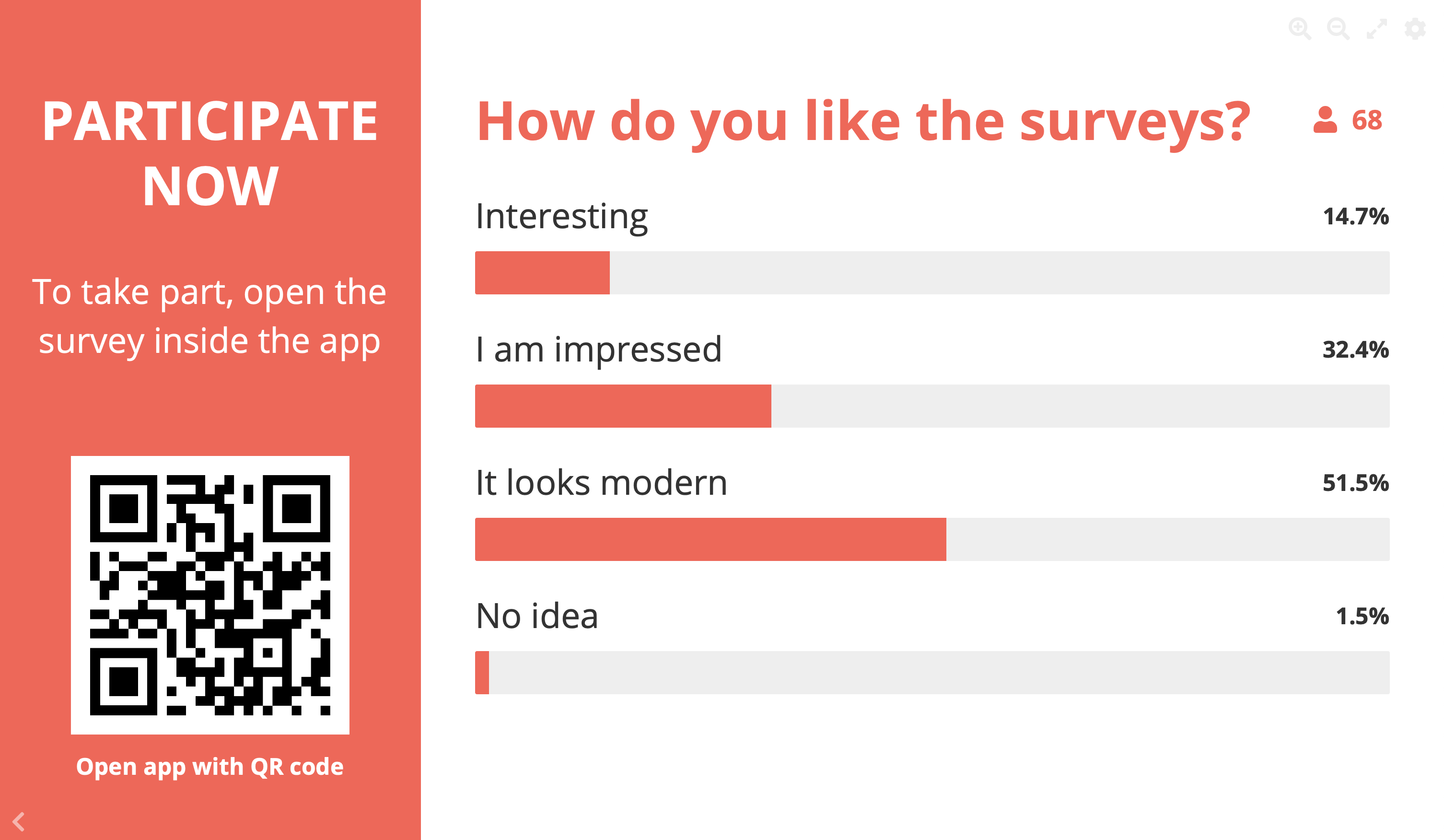 Survey and live poll result presentation with LineUpr