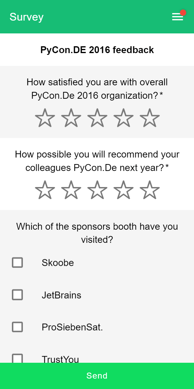 Survey in event app